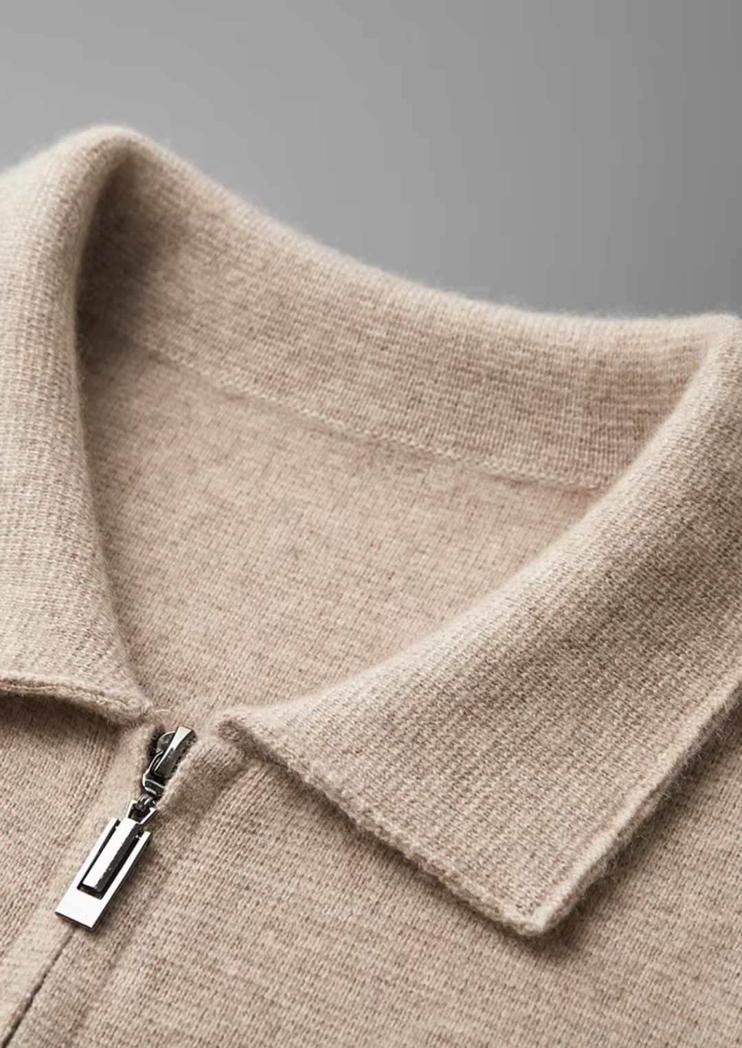 Cárdigan polo con cremallera de lana merino extrafina