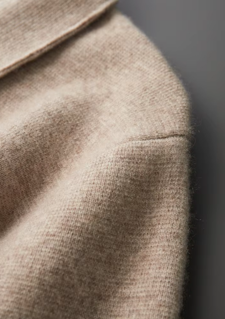 Cárdigan polo con cremallera de lana merino extrafina