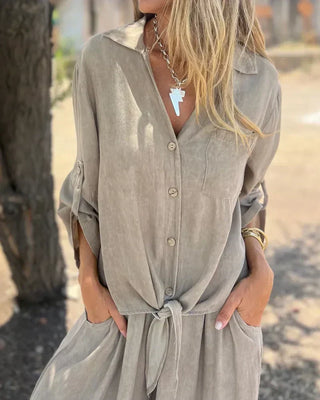 Noura | Conjunto de lino con pantalón ancho