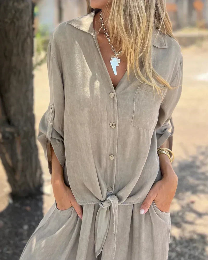 Noura | Conjunto de lino con pantalón ancho