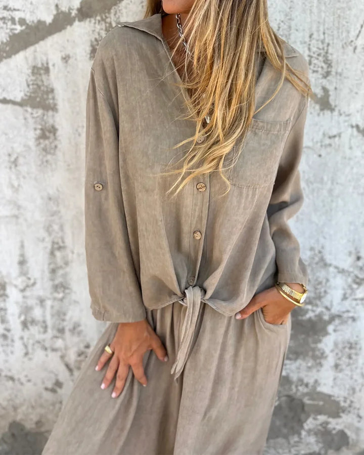 Noura | Conjunto de lino con pantalón ancho