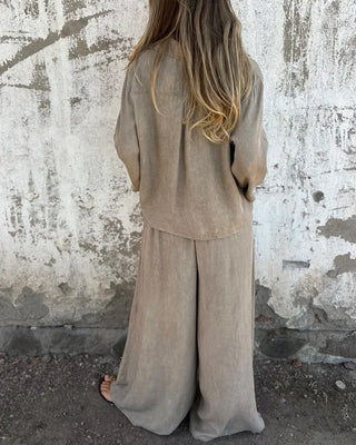 Noura | Conjunto de lino con pantalón ancho