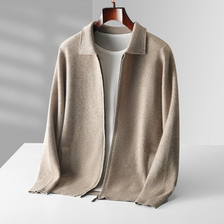 Cárdigan polo con cremallera de lana merino extrafina