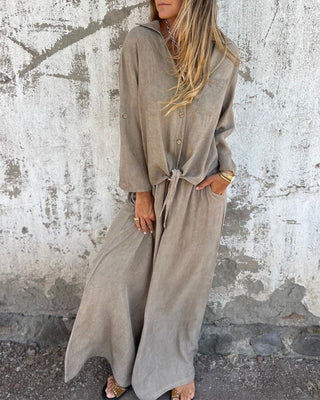 Noura | Conjunto de lino con pantalón ancho