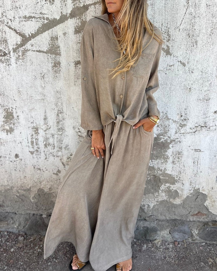 Noura | Conjunto de lino con pantalón ancho