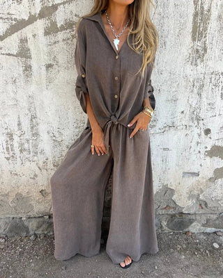 Noura | Conjunto de lino con pantalón ancho