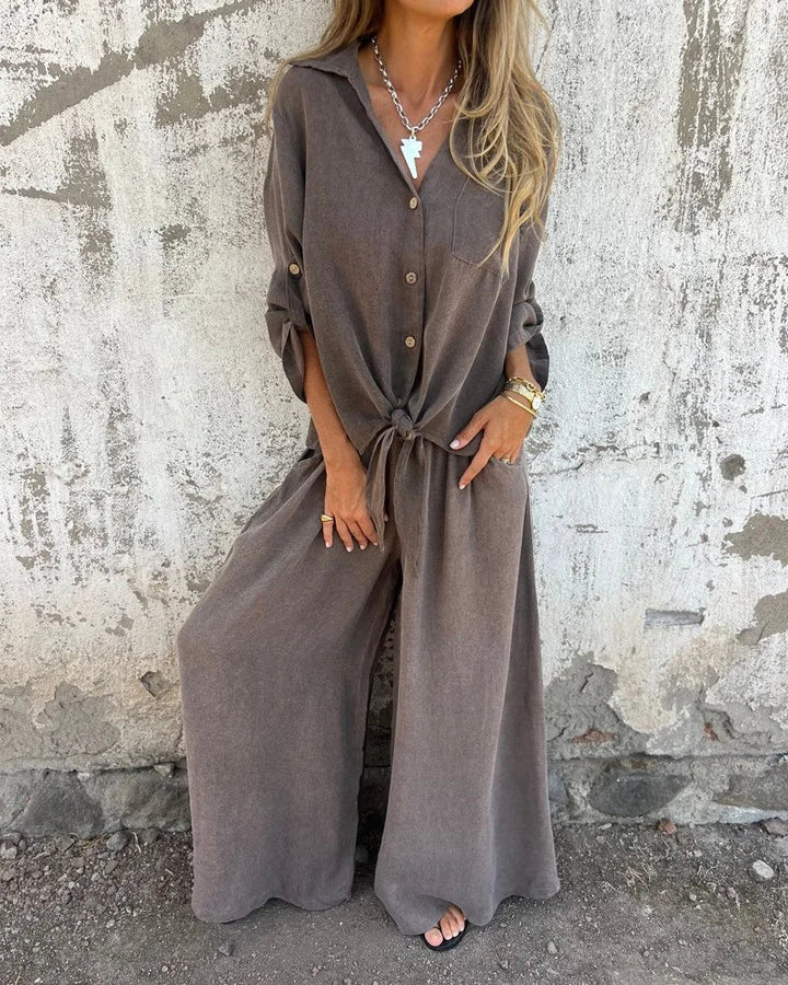 Noura | Conjunto de lino con pantalón ancho
