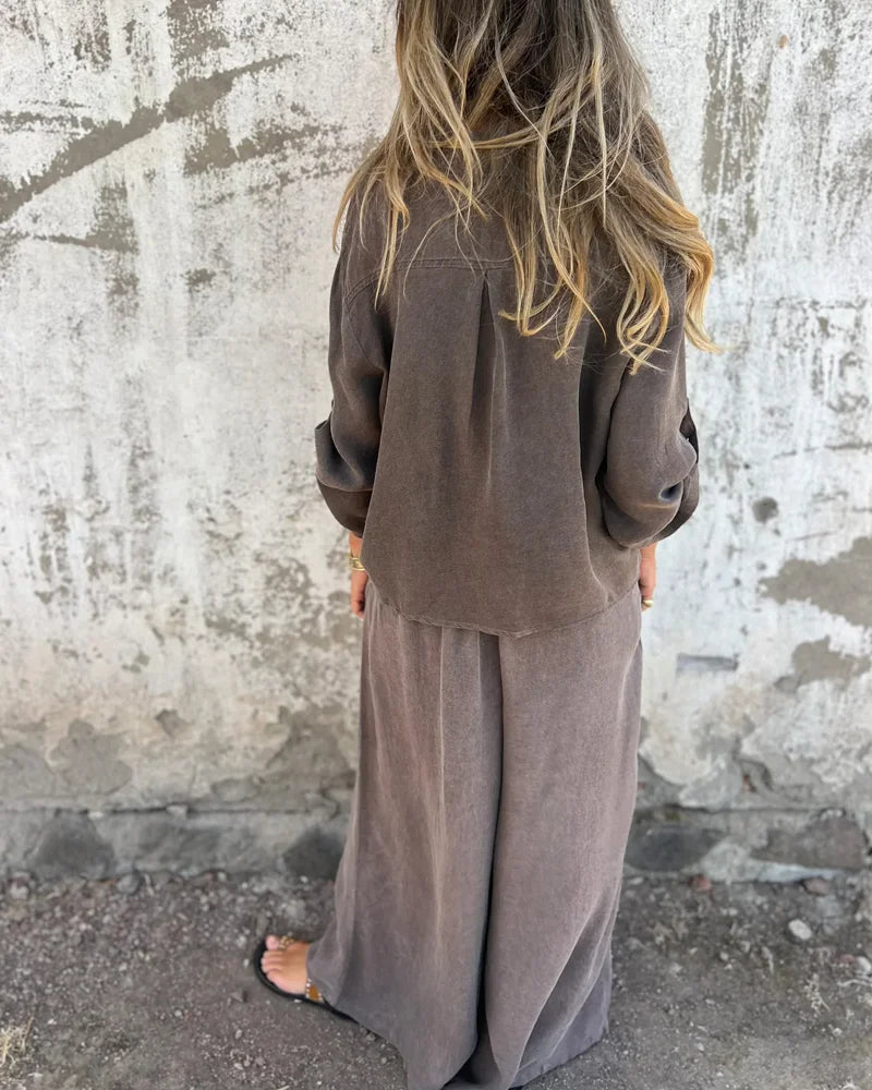 Noura | Conjunto de lino con pantalón ancho