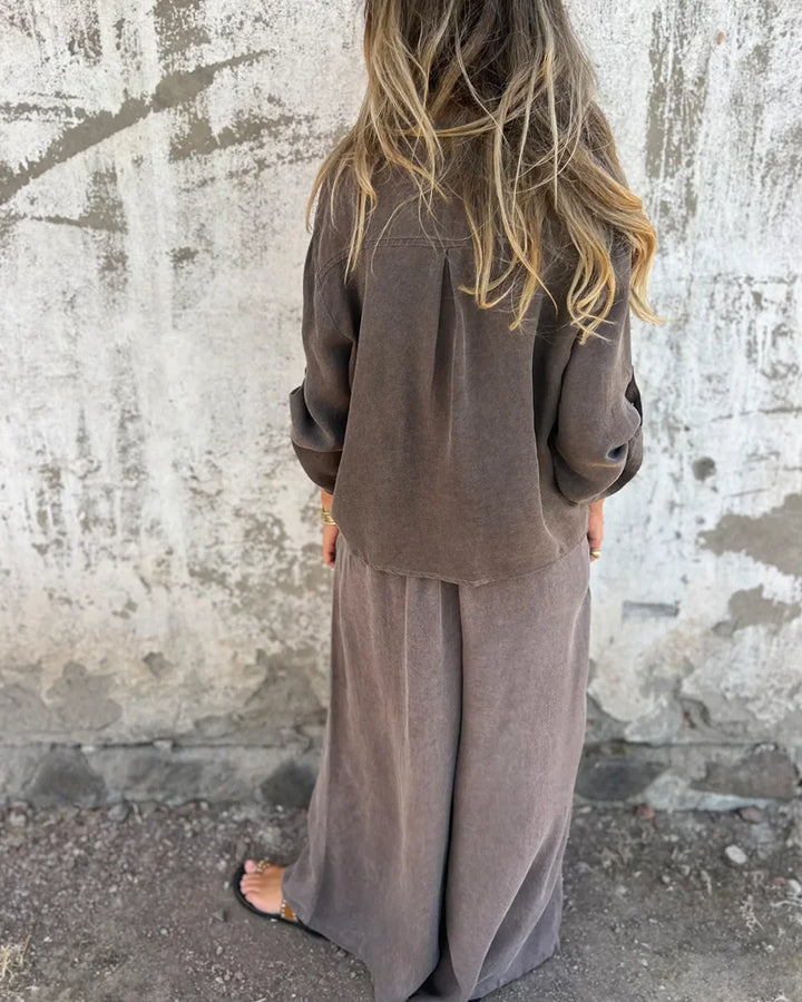 Noura | Conjunto de lino con pantalón ancho