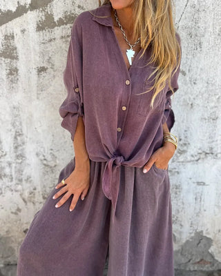 Noura | Conjunto de lino con pantalón ancho