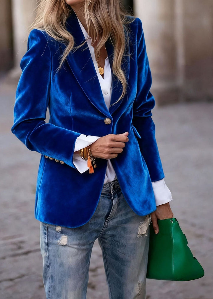 Cléa | Blazer de terciopelo con botones dorados