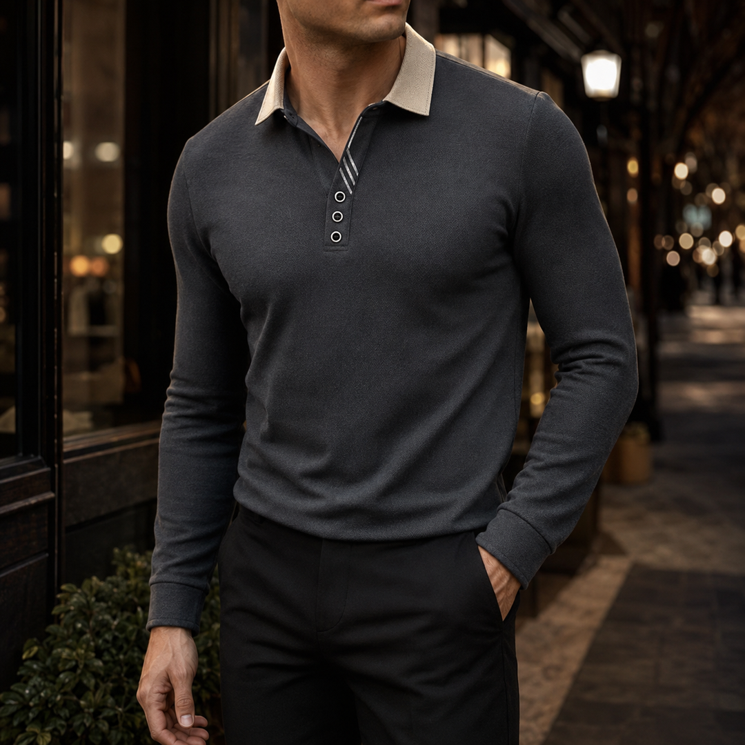 Fulvio | Polo de manga larga con cuello en contraste