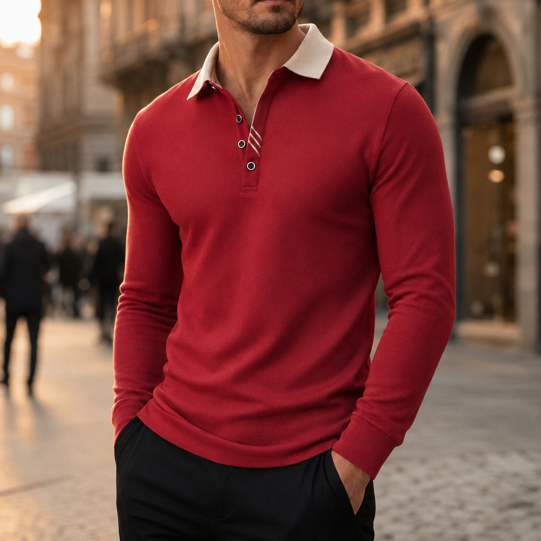 Fulvio | Polo de manga larga con cuello en contraste