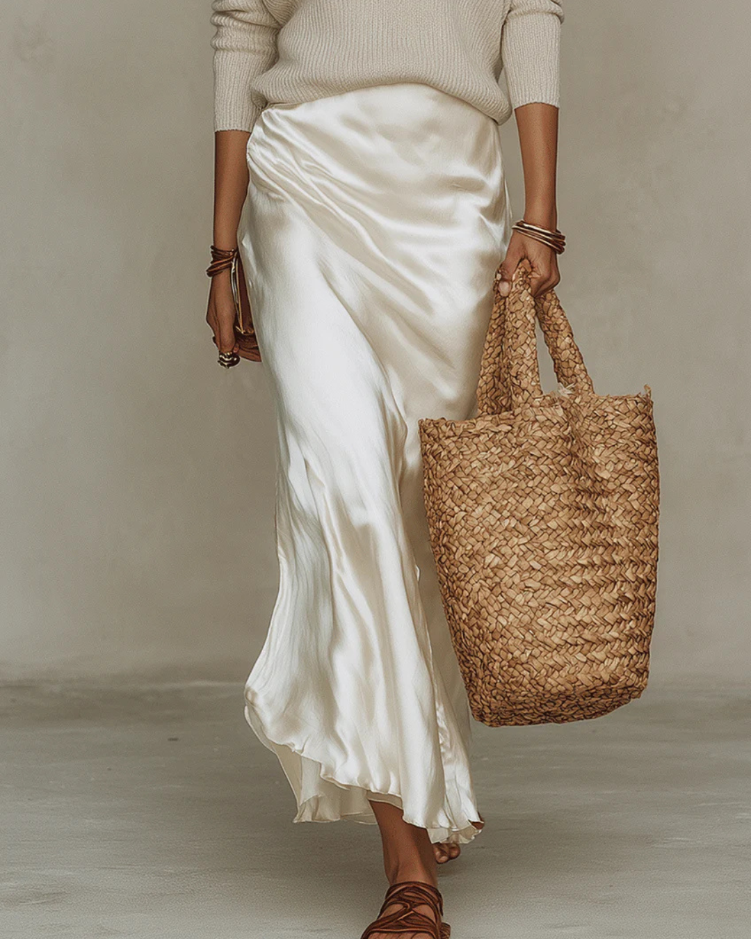 Juliette | Conjunto de vestido satinado y jersey ligero
