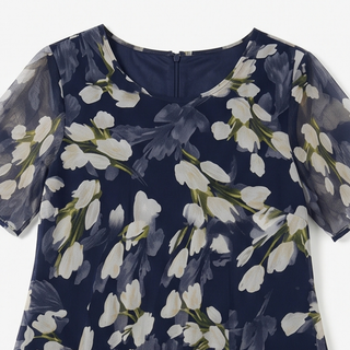 Emma | Vestido midi floral azul marino