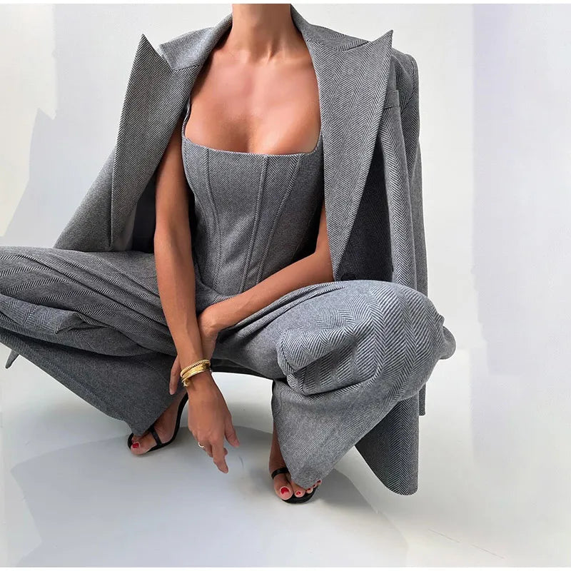 Valentina | Conjunto de 3 piezas: blazer, corsé y pantalón