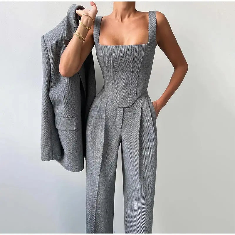 Valentina | Conjunto de 3 piezas: blazer, corsé y pantalón