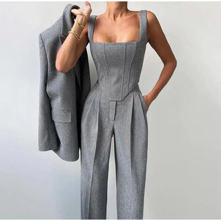 Valentina | Conjunto de 3 piezas: blazer, corsé y pantalón