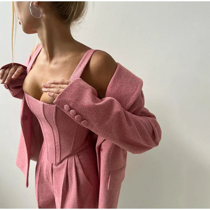 Valentina | Conjunto de 3 piezas: blazer, corsé y pantalón