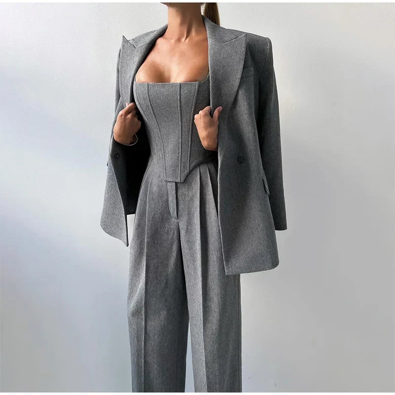 Valentina | Conjunto de 3 piezas: blazer, corsé y pantalón