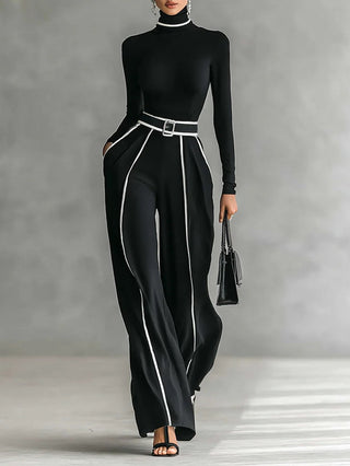 Emma | Conjunto elegante de dos piezas con cuello alto y pantalón ancho
