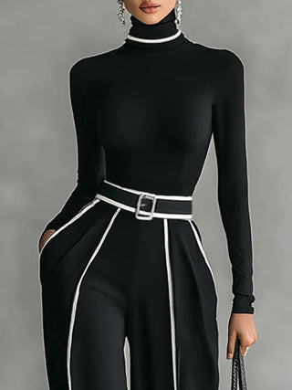Emma | Conjunto elegante de dos piezas con cuello alto y pantalón ancho