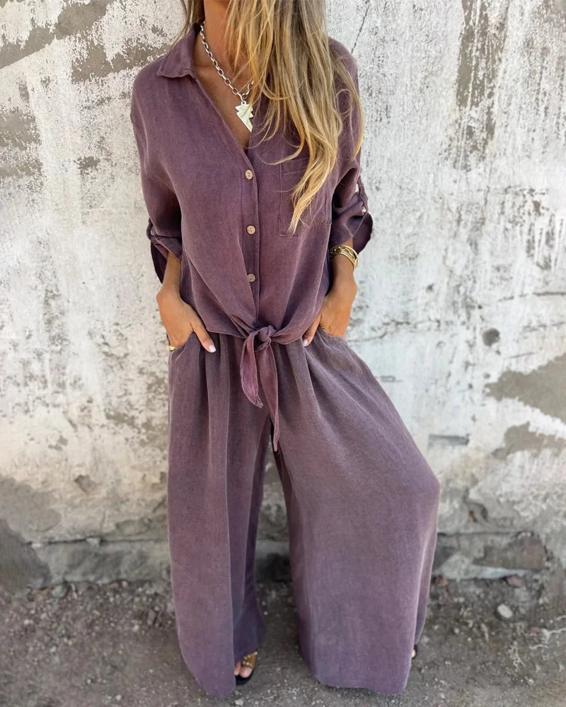 Noura | Conjunto de lino con pantalón ancho