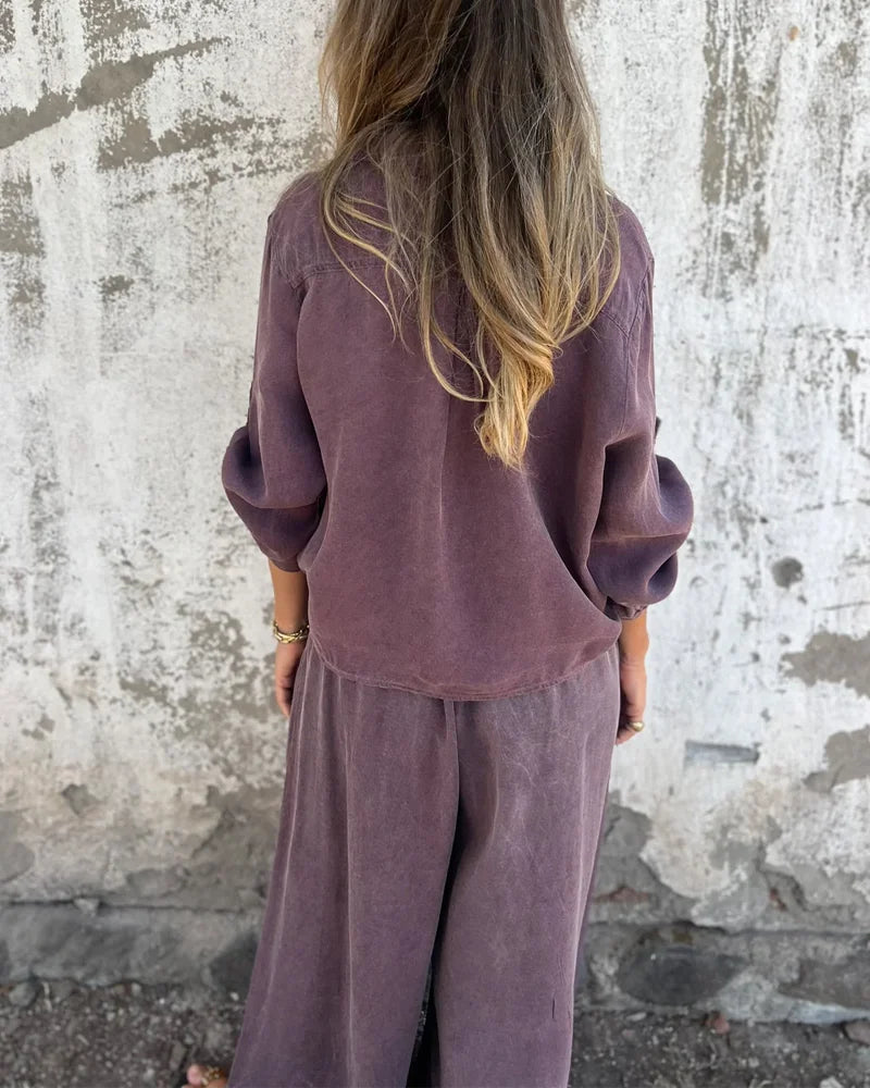 Noura | Conjunto de lino con pantalón ancho