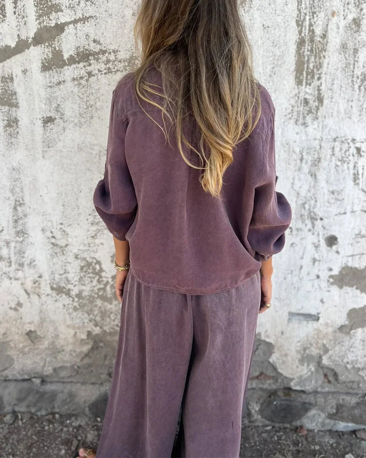 Noura | Conjunto de lino con pantalón ancho