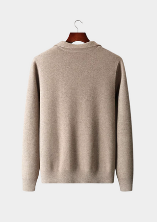 Cárdigan polo con cremallera de lana merino extrafina