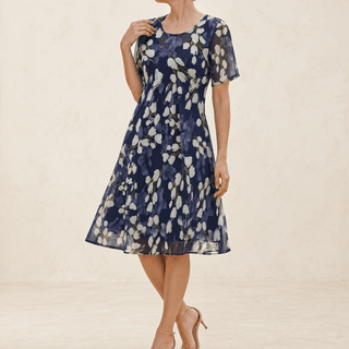 Emma | Vestido midi floral azul marino