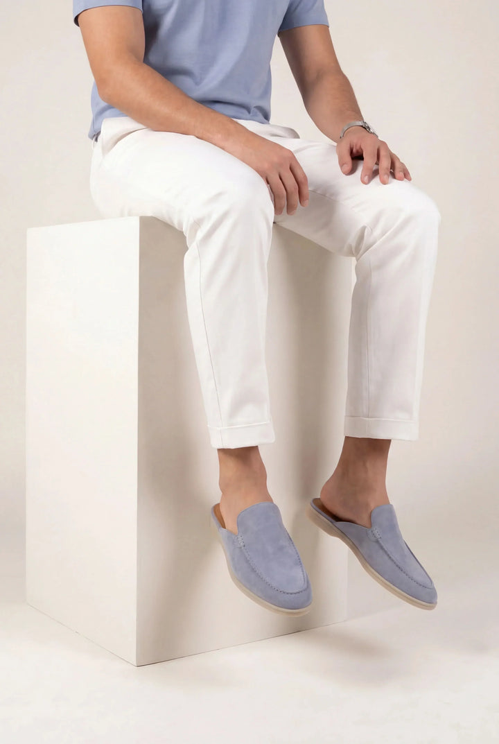 Mocasines de ante azul bebé
