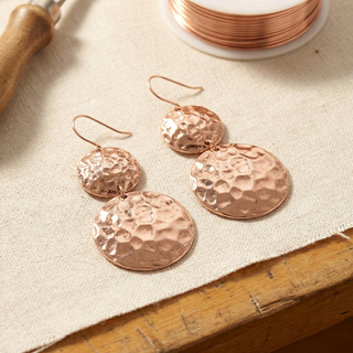 Pendientes de cobre con dos discos martillados