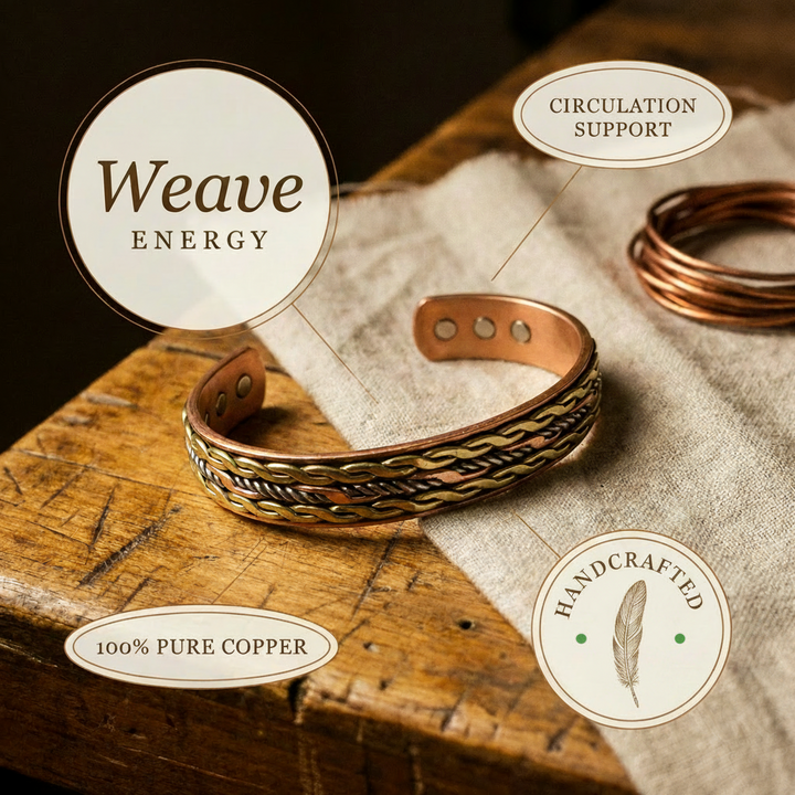 Pulsera de cobre retorcida en tres tonos