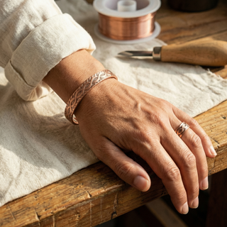 Set de cobre con nudo: pulsera y anillo