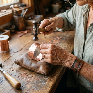 Pulsera de cobre retorcida en tres tonos