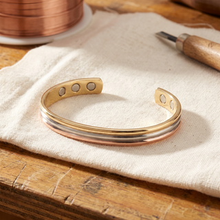 Pulsera de cobre en tres tonos con estrías