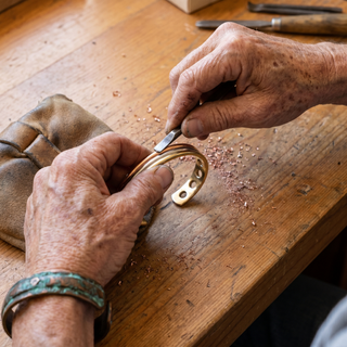 Pulsera de cobre en tres tonos con estrías