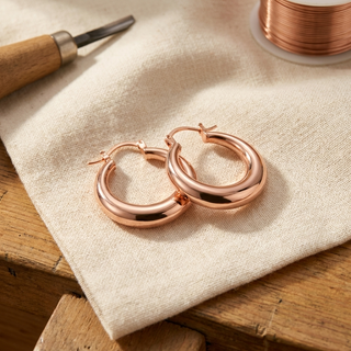 Pendientes de aro de cobre de grosor variable