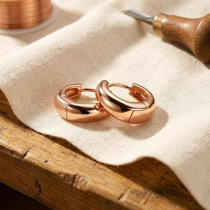 Pendientes de aro pequeño de cobre