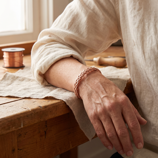 Pulsera de cobre de tres hilos trenzados