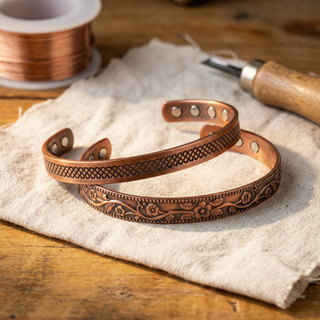 Pulsera de cobre trenzada con imanes