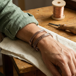 Pulsera de cobre trenzada con imanes