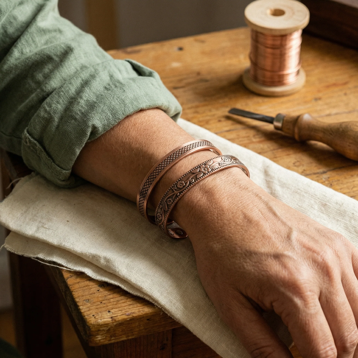 Pulsera de cobre trenzada con imanes