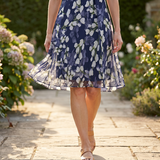 Emma | Vestido midi floral azul marino