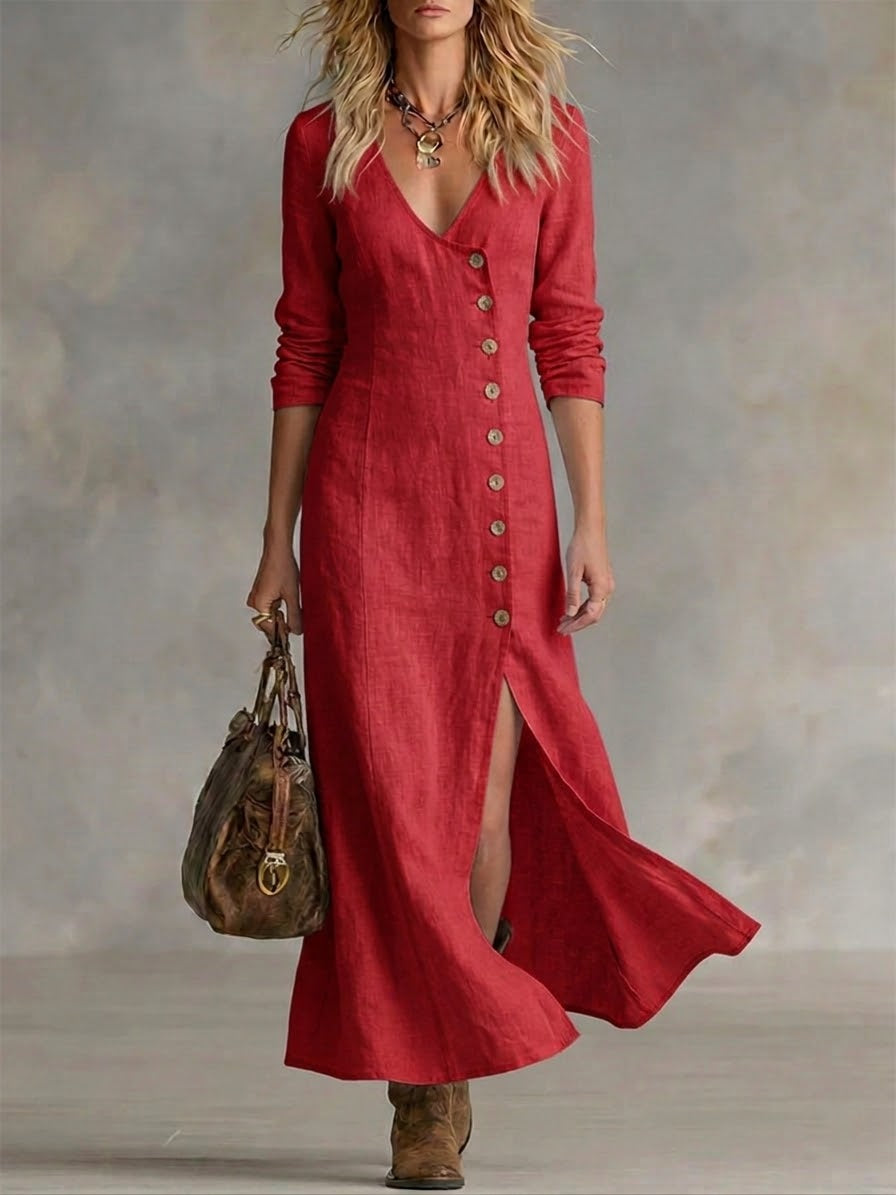 Elara | Vestido maxi con botones