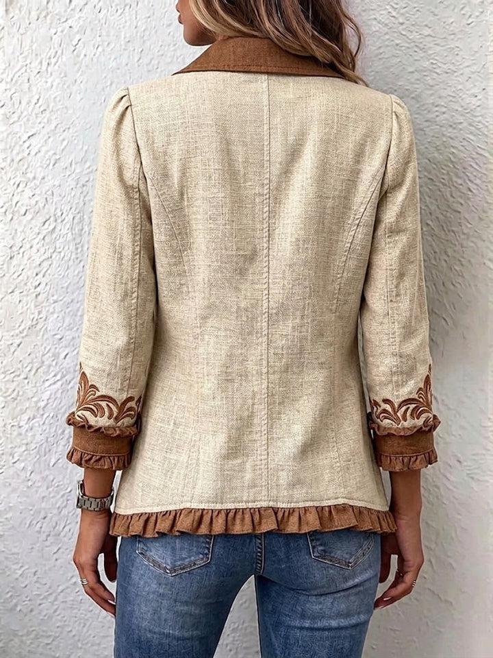 Elisa | Chaqueta floral bohemia vintage con volantes